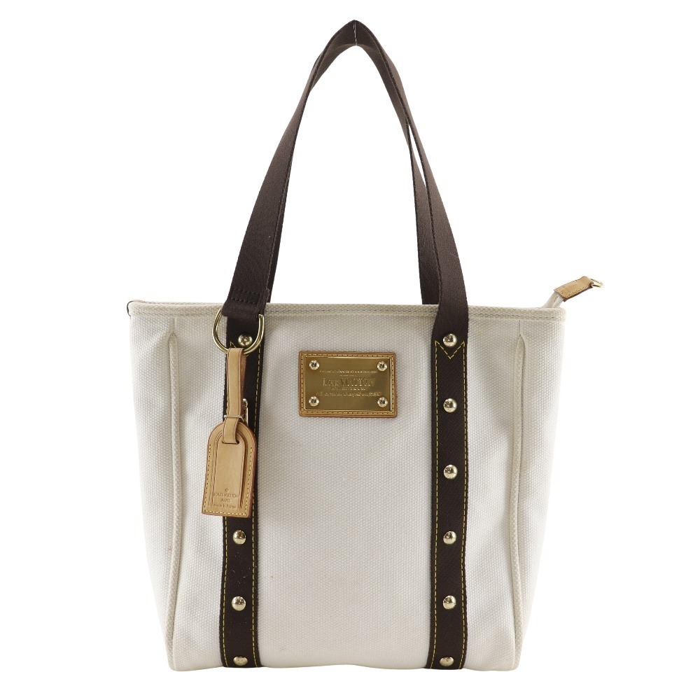 Louis Vuitton Cabas Tote Bag Antigua Ecru White Brown Shoulder Handbag Zipper